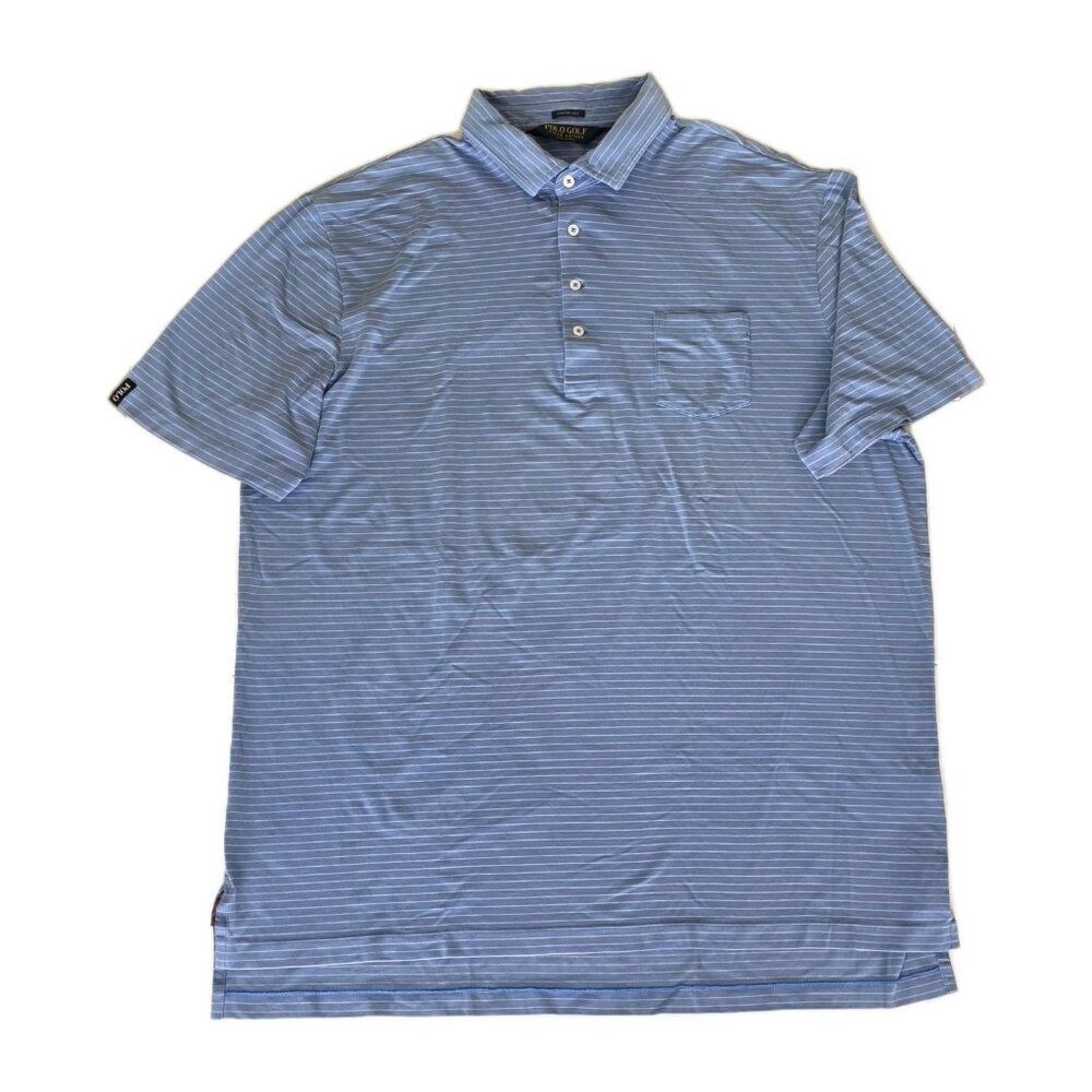 Polo Golf Ralph Lauren Stretch Lisle Polo Shirt Men Size XL Blue Pink Stripes SS